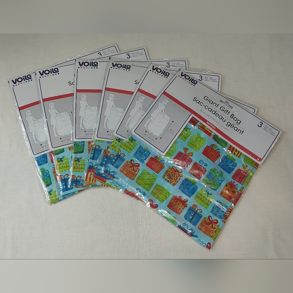 6 Voila New in Package Birthday Giant Gift Bags